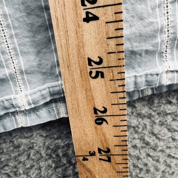 Lane Bryant Womens 14 Ruffle Blouse‎ Blue Striped Cotton Sleeveless Career Top - Picture 10 of 11